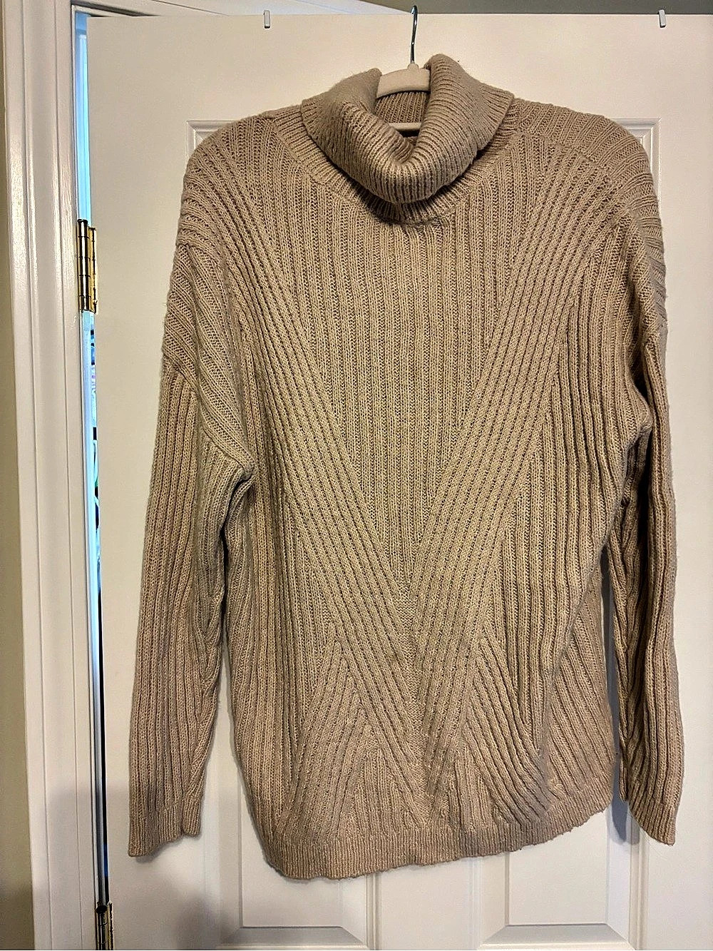 Women's Tan Cowl Neck Sweater